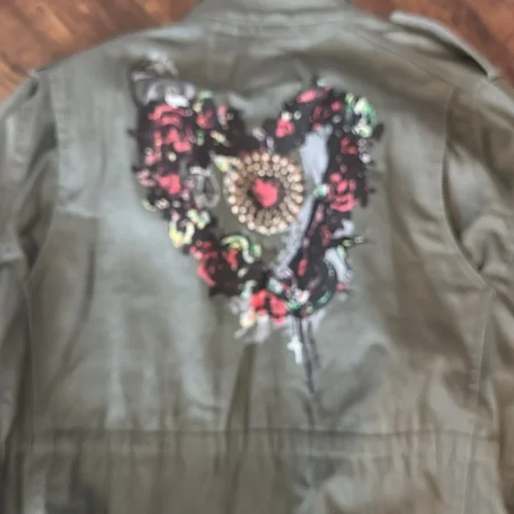 Army Style Jacket w, unique imprint on back. By L.A. + Jo Size M - Picture 6 of 7